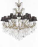 Swarovski Crystal Trimmed Chandelier Lighting Chandeliers H52" X W46" Dressed with Large, Luxe Crystals - Great for the Foyer, Entry Way, Living Room, Family Room and More w/Black Shades - A500-B90/BLACKSHADES/52/2MT/24+1SW