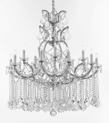 Maria Theresa Chandelier Crystal Lighting Chandeliers Lights Fixture Ceiling Lamp for Dining Room, Entryway, Living Room H 48" W 37" - A500-B112/SILVER/52/21510/15+1