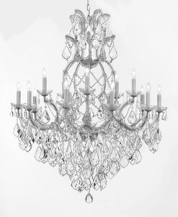 Maria Theresa Chandelier Crystal Lighting Fixture Pendant Ceiling Lamp for Dining room, Entryway , Living room Dressed w/Large, Luxe, Diamond Cut Crystals! H44" X W37" - A500-B90/CS/52/21510/15+1DC