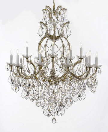 Maria Theresa Chandelier Crystal Lighting Fixture Pendant Ceiling Lamp for Dining room, Entryway , Living room Dressed with Large, Luxe, Diamond Cut Crystals! H44" X W37" - A500-B90/52/21510/15+1DC