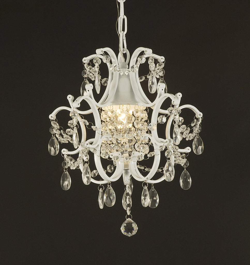 Jac D'Lights J10-592/1 Wrought Iron Crystal Chandelier 14x11x1-Inch White Wrought Country French Mini Kitchen - 592/1 white-us