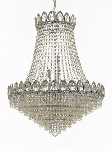 French Empire Crystal Chandelier Chandeliers Lighting SILVER H30 X Wd24 9 Lights Empire - 6290/9 silver