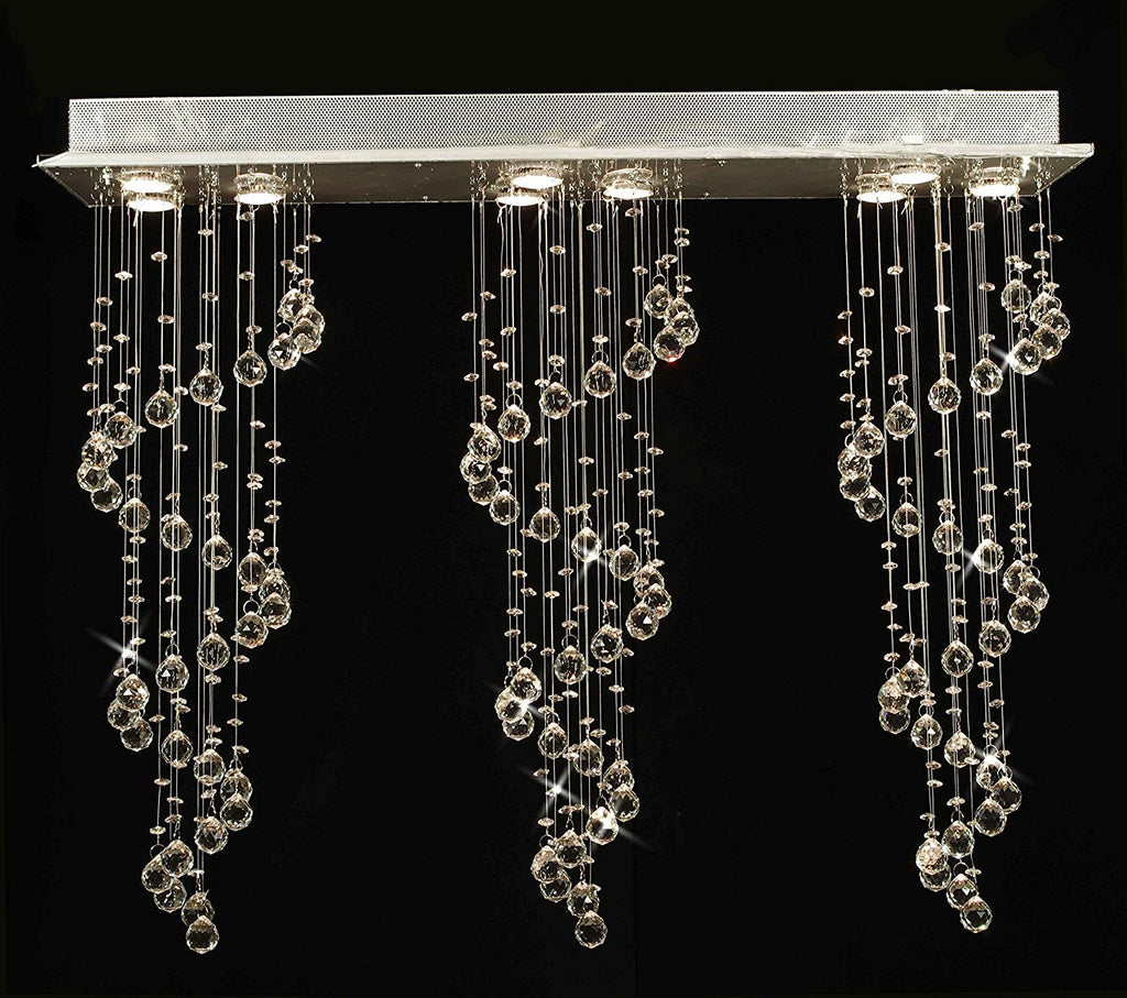 Modern Chandelier Rain Drop Lighting Crystal Ball Fixture Pendant Ceiling Lamp H31 X W39 X D10 9 Lights Modern - 80106/3+3+3