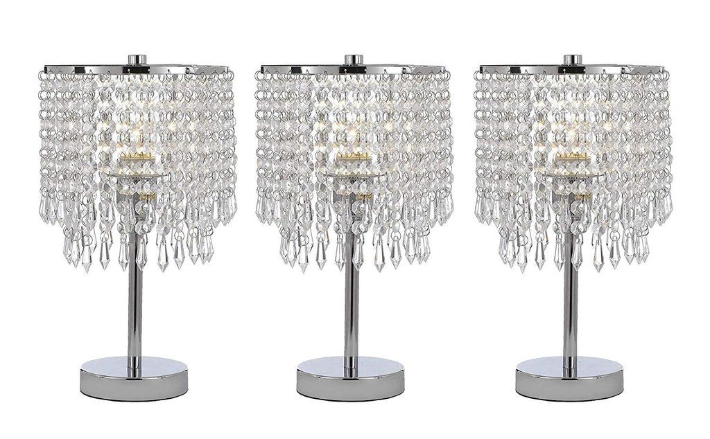 Chrome Round Crystal Bedroom Desk Lamp Table Lamp Bedside Lamp - Set of 3 - J10-SP-106 - SET of 3