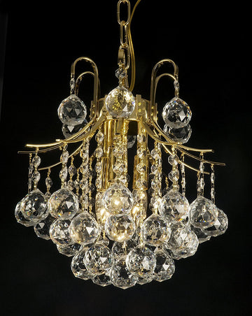 French Empire Crystal Chandelier Chandeliers Lighting Gold H13 X Wd12 3 Lights Empire - J10-742/3 GOLD