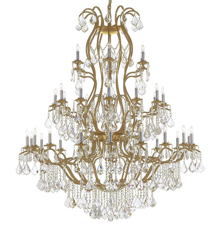 *CLOSEOUT PRICE - LIMITED QUANTITY LEFT* Large Foyer Iron Chandelier Chandeliers Lighting with Crystal! H60" x W52" - CO-CG/3031/36+1