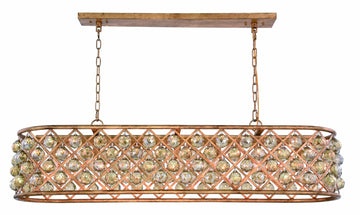 ZC121-1216G50GI-GT/RC - Urban Classic: Madison 7 light Golden Iron Chandelier Golden Teak (Smoky) Royal Cut Crystal