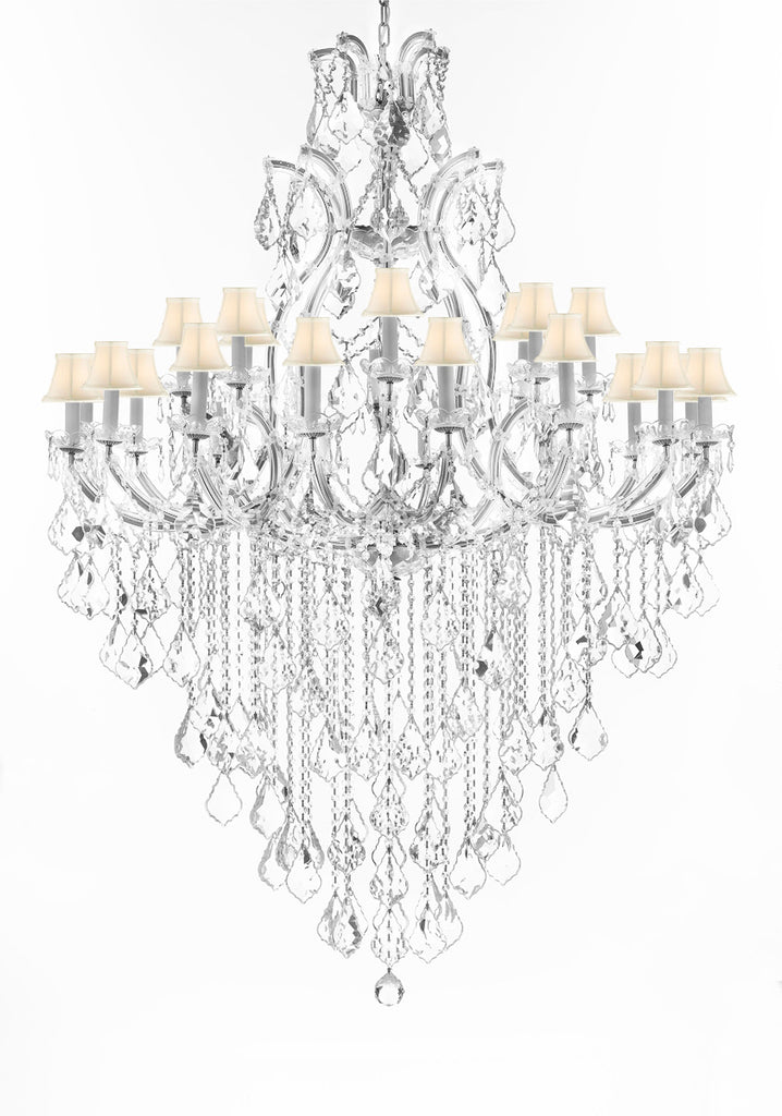 Crystal Chandelier Lighting Chandeliers H65" XW46" Great for the Foyer, Entry Way, Living Room, Family Room and More w/White Shades - A500-B12/WHITESHADES/CS/52/2MT/24+1