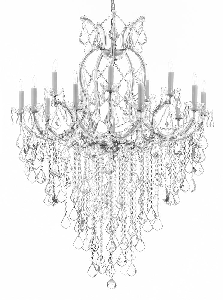 Maria Theresa Chandelier Empress Crystal (Tm) Lighting Chandeliers H50" X W37" Great For Large Foyer / Entryway - A500-B12/Silver/21510/15+1