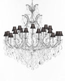 Swarovski Crystal Trimmed Chandelier Lighting Chandeliers H52" X W46" Dressed with Large, Luxe Crystals - Great for the Foyer, Entry Way, Living Room, Family Room & More w/Black Shades - A500-B90/CS/BLACKSHADES/52/2MT/24+1SW