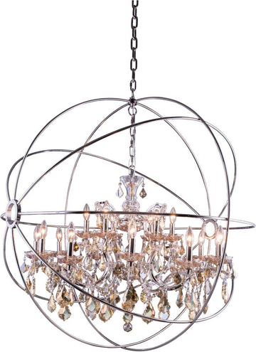 C121-1130G43PN-GT/RC By Elegant Lighting - Geneva Collection Polished nickel Finish 18 Lights Pendant lamp