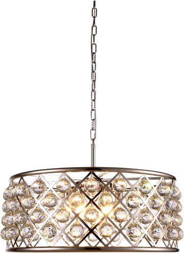 C121-1214D25PN/RC By Elegant Lighting - Madison Collection Polished Nickel Finish 6 Lights Pendant Lamp