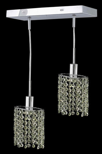 C121-1382D-O-E-GT/RC By Elegant Lighting Mini Collection 2 Light Pendants Chrome Finish