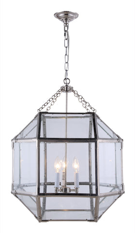 C121-1413D19PN By Elegant Lighting - Gordon Collection Polished Nickel Finish 3 Lights Pendant lamp