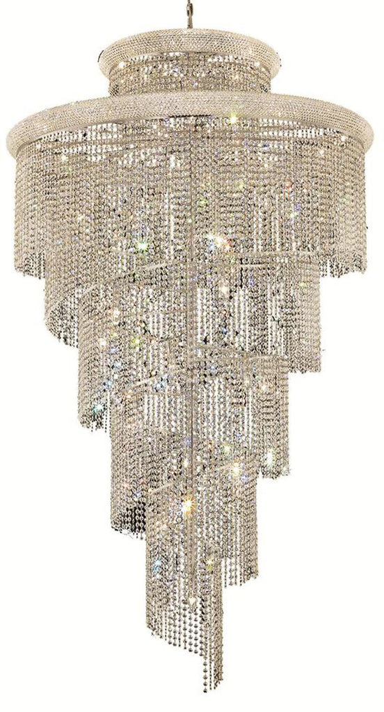 ZC121-V1800SR48C/EC By Elegant Lighting - Spiral Collection Chrome Finish 41 Light Foyer/Hallway