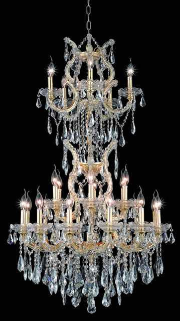 C121-2801D30SG/RC By Elegant Lighting Maria Theresa Collection 25 Light Chandeliers Gold Finish