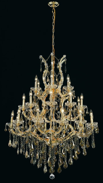 C121-2801D38G-GT/RC By Elegant Lighting Maria Theresa Collection 28 Light Chandeliers Gold Finish