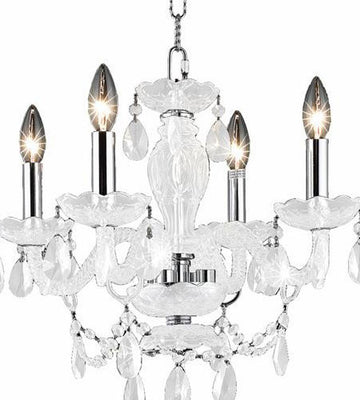 C121-7834D17WH-WH/RC+SH By Elegant Lighting Princeton Collection 4 Light Pendant White Finish