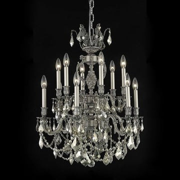 C121-9512D24DB/RC By Elegant Lighting Marseille Collection 12 Lights Chandelier Dark Bronze Finish