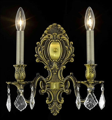 C121-9602W10AB/RC By Elegant Lighting Monarch Collection 2 Light Wall Sconces Antique Bronze Finish
