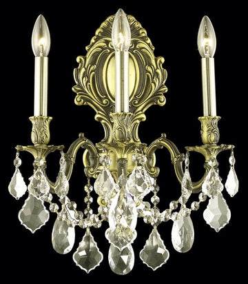 C121-9603W14AB-GS/RC By Elegant Lighting Monarch Collection 3 Light Wall Sconces Antique Bronze Finish