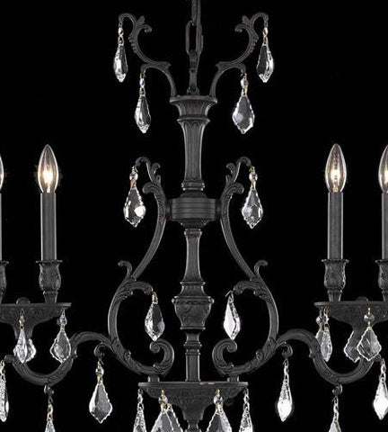 C121-9604D26DB+SH-1E31G/RC By Elegant Lighting Monarch Collection 4 Light pendant Dark Bronze Finish