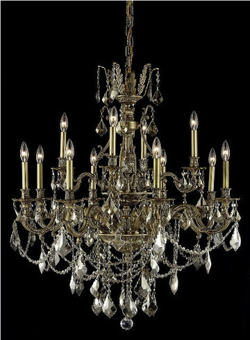 C121-9612D35FG-GT/RC By Elegant Lighting Monarch Collection 12 Light Chandeliers French Gold Finish