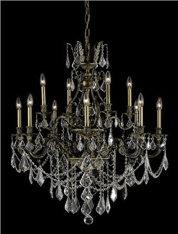 C121-9612D35PW-GT/RC By Elegant Lighting Monarch Collection 12 Lights Chandelier Pewter Finish