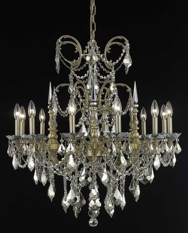 C121-9712D32FG-GT/RC By Elegant Lighting Athena Collection 12 Light Chandeliers French Gold Finish