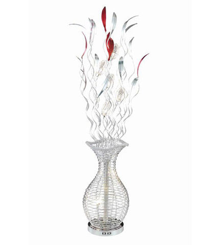 C121-FL4003 By Elegant Lighting South Beach Collection 8 Light Floor Lamp Silver and Red Finish