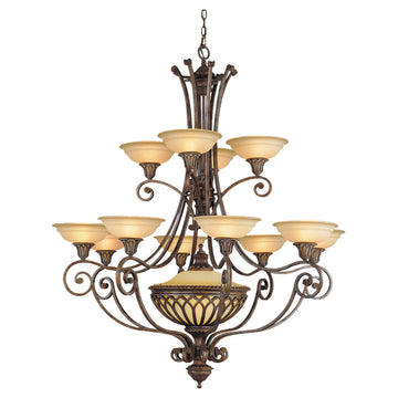 Murray Feiss 13 Bulb British Bronze Chandelier - C140-F1918/12+1BRB
