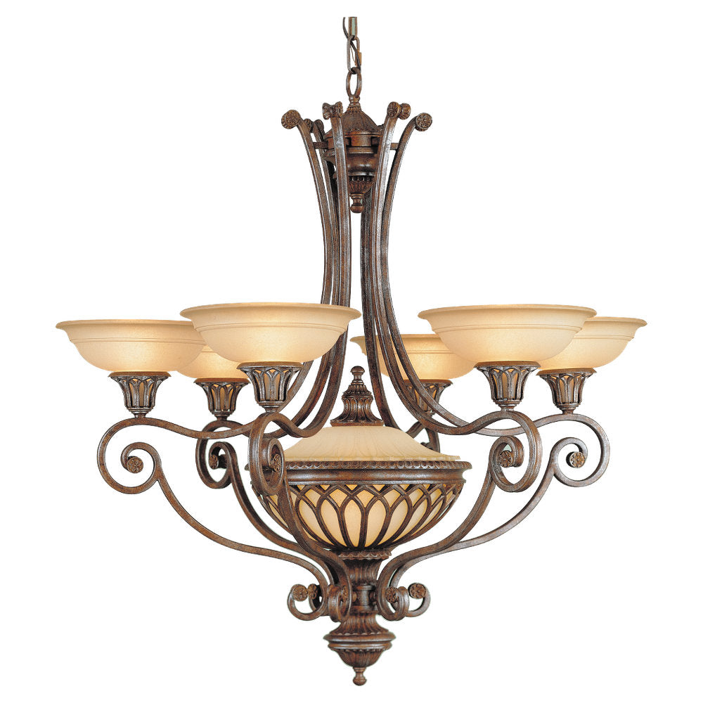 Murray Feiss 7 Bulb British Bronze Chandelier - C140-F1919/6+1BRB