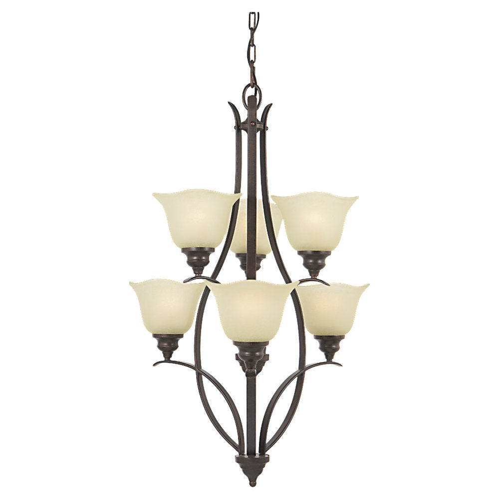 Murray Feiss 6 Bulb Grecian Bronze Chandelier - C140-F2051/3+3GBZ