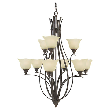 Murray Feiss 9 Bulb Grecian Bronze Chandelier - C140-F2052/6+3GBZ