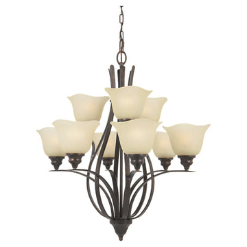 Murray Feiss 9 Bulb Grecian Bronze Chandelier - C140-F2053/6+3GBZ