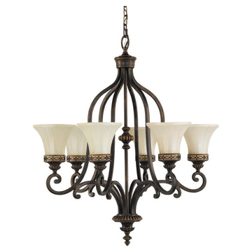 Murray Feiss 6 Bulb Walnut Chandelier - C140-F2224/6WAL