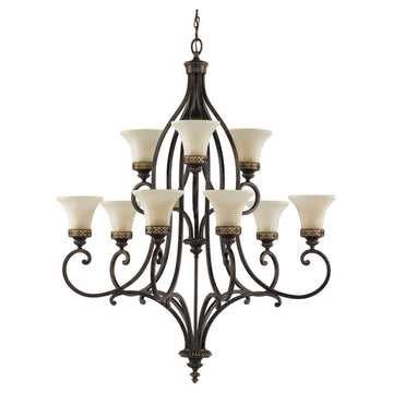 Murray Feiss 9 Bulb Walnut Chandelier - C140-F2225/6+3WAL