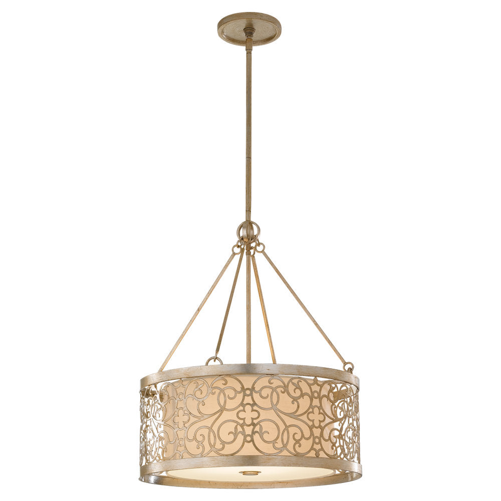 Murray Feiss 4 Bulb Silver Leaf Patina Chandelier - C140-F2537/4SLP