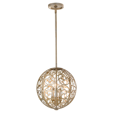 Murray Feiss 3 Bulb Silver Leaf Patina Chandelier - C140-F2538/3SLP