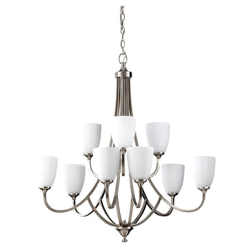 Murray Feiss 9 Bulb Brushed Steel Chandelier - C140-F2585/6+3BS