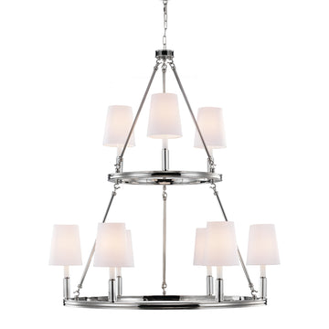Murray Feiss 9 Bulb Polished Nickel Chandelier - C140-F2937/3+6PN