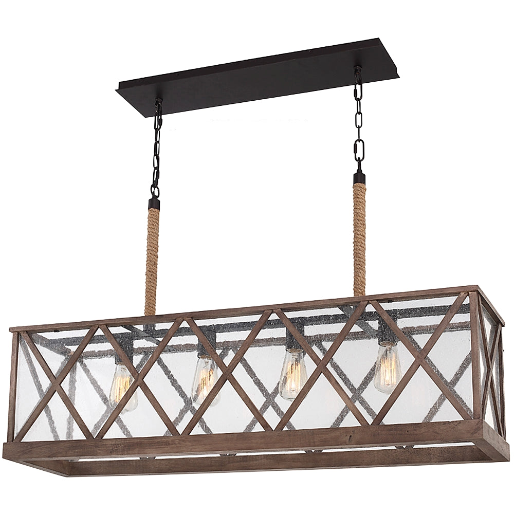Murray Feiss 4 Bulb Dark Weathered Oak / Oil Rubbed Bronze Pendant Chandelier - C140-F2957/4DWO/ORB