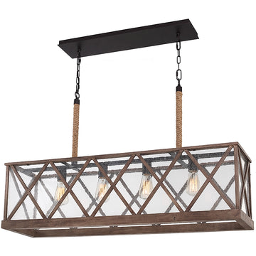 Murray Feiss 4 Bulb Dark Weathered Oak / Oil Rubbed Bronze Pendant Chandelier - C140-F2957/4DWO/ORB