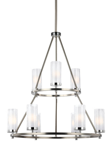 Murray Feiss 9 - Light Two Tier Chandelier Satin Nickel / Chrome - C140-F2987/9SN/CH