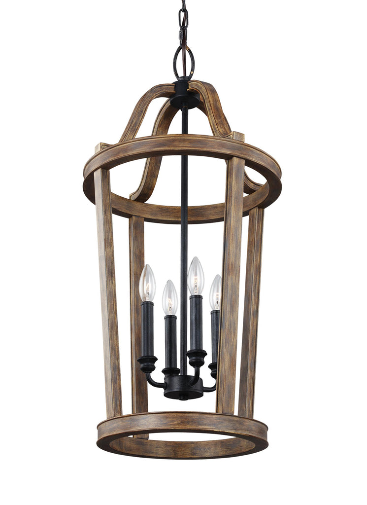 Murray Feiss 4 - Light Pendant Weathered Oak Wood / Dark Weathered Zinc - C140-F3031/4WOW