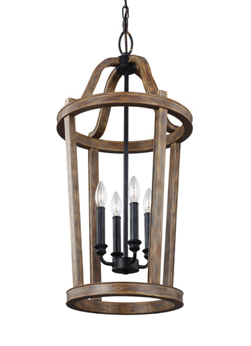 Murray Feiss 4 - Light Pendant Weathered Oak Wood / Dark Weathered Zinc - C140-F3031/4WOW