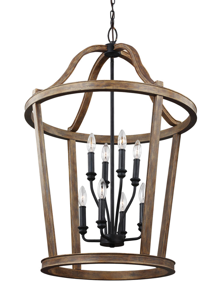 Murray Feiss 8 - Light Two Tier Chandelier Weathered Oak Wood / Dark Weathered Zinc - C140-F3040/8WOW