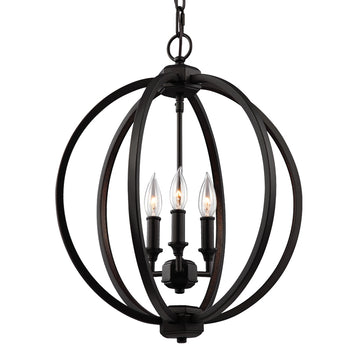 Murray Feiss 3 - Light Crystal Inlay Globe Pendant ORB w/hammered AL Inlay - C140-F3060/3ORB