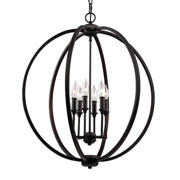 Murray Feiss 6 - Light Pendant ORB w/hammered AL Inlay - C140-F3061/6ORB
