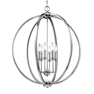 Murray Feiss 6 - Light Crystal Inlay Globe Pendant Polished Nickel w/crystal inlay - C140-F3061/6PN